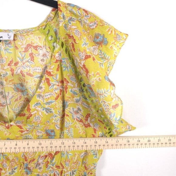 NWT Sam Edelman Nyra Cotton Flutter-Sleeve Top Blouse Peplum Waist Floral MEDIUM - Picture 6 of 13